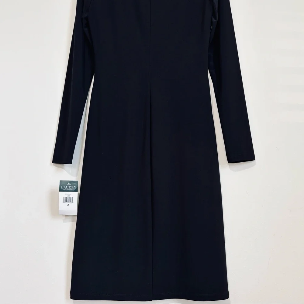 NWT Lauren Ralph Lauren  black long sleeve silk tuxedo formal prom blazer dress
